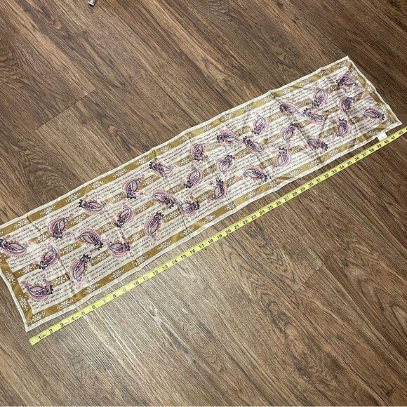Vintage Cacharel For Glentex 100% SILK Scarf Pink Purple Cream Tan - Picture 8 of 9